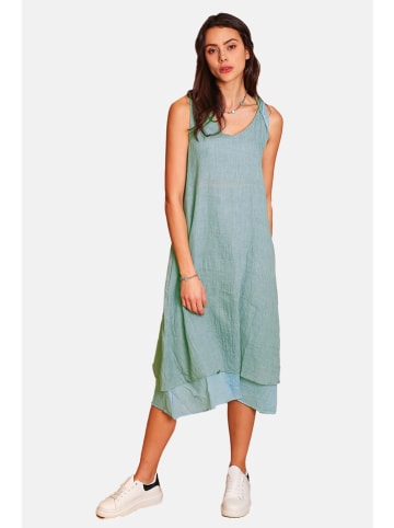 Le Jardin du Lin Leinen-Kleid in Hellgrün