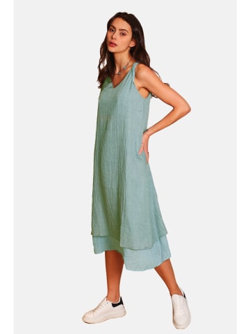 Le Jardin du Lin Leinen-Kleid in Hellgrün