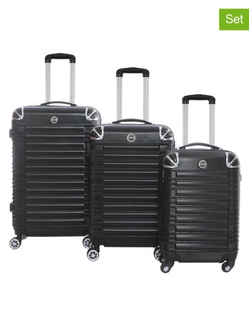 Geographical Norway 3-delige hardcase-trolleyset "Sourcing" zwart