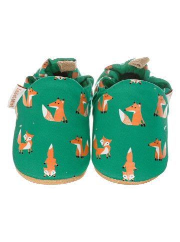 Lait et Miel Bawełniane buty "Fox" w kolorze zielonym do raczkowania
