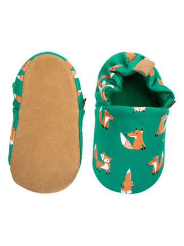 Lait et Miel Bawełniane buty "Fox" w kolorze zielonym do raczkowania