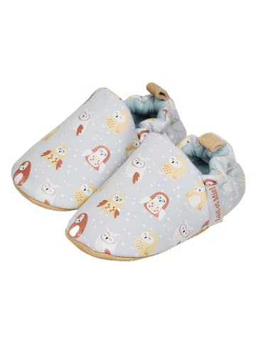 Lait et Miel Baumwoll-Krabbelschuhe "Owl" in Hellblau
