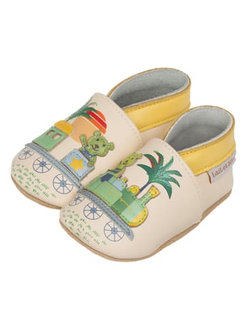 Lait et Miel Leder-Krabbelschuhe "Little train" in Beige/ Bunt