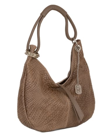 Anna Morellini Leder-Schultertasche "Concetta" in Braun - (B)38 x (H)34 x (T)10 cm