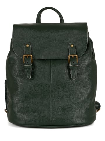 Lucca Baldi Leder-Rucksack "Montichiari" in Dunkelgrün - (B)31 x (H)37 x (T)15 cm