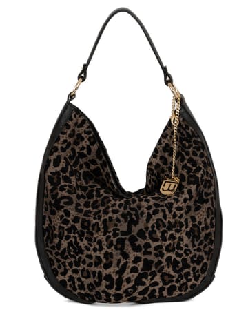 Lucca Baldi Leder-Schultertasche in Schwarz - (B)49 x (H)33 x (T)6 cm