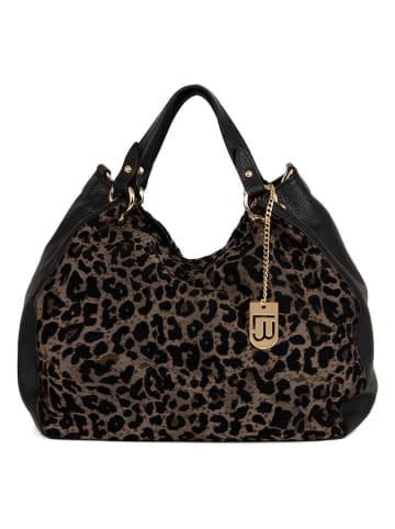 Lucca Baldi Leren handtas zwart - (B)34 x (H)27 x (D)8 cm