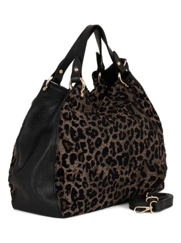 Lucca Baldi Leder-Henkeltasche in Schwarz - (B)34 x (H)27 x (T)8 cm
