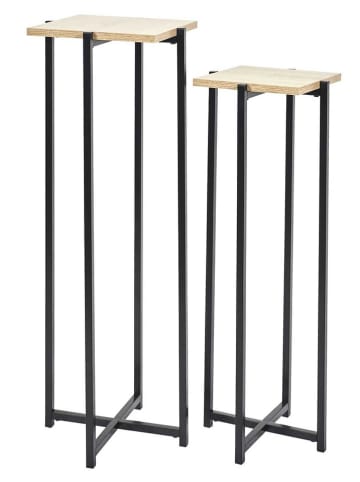 Rétro Chic 2-delige set: bijzettafels zwart/naturel