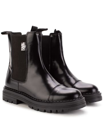 Karl Lagerfeld Kids Leder-Chelsea-Boots in Schwarz