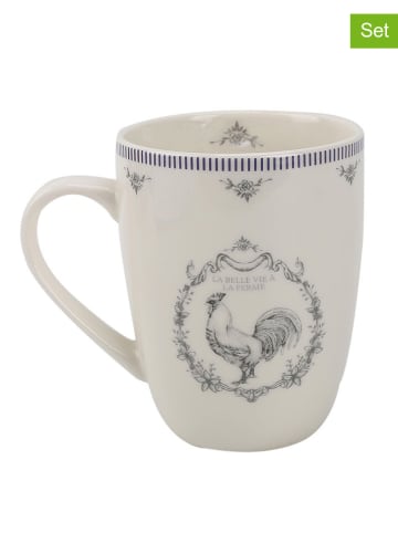 Clayre & Eef Kubki jumbo (2 szt.) w kolorze kremowym - 350 ml