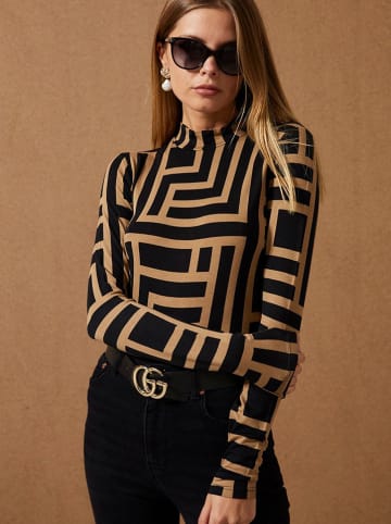Cool and sexy Longsleeve in Schwarz/ Hellbraun