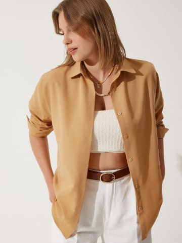 Happiness Istanbul Bluse in Hellbraun