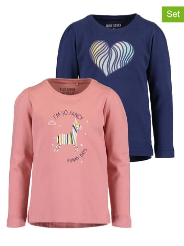 Blue Seven 2er-Set: Longsleeves in Rosa/ Dunkelblau