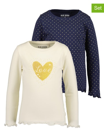 Blue Seven 2er-Set: Longsleeves in Dunkelblau/ Creme