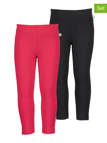 Blue Seven Legginsy (2 pary) w kolorze różowym i czarnym