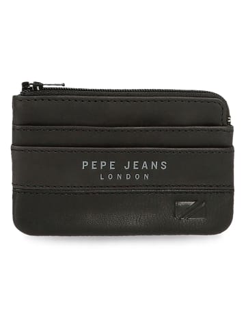 Pepe Jeans Skórzany portfel w kolorze czarnym - 11 x 7 x 1,5 cm