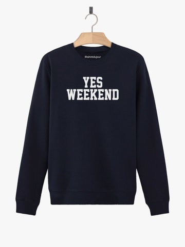WOOOP Sweatshirt "Yes Weekend" in Dunkelblau