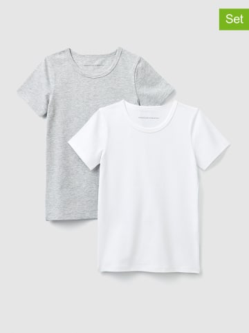 Benetton 2er-Set: Shirts in Weiß/ Grau