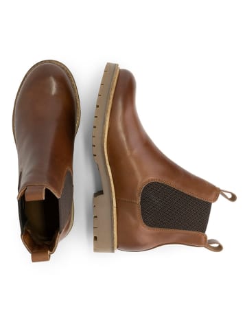 Travelin` Leder-Chelsea-Boots "Randers" in Hellbraun