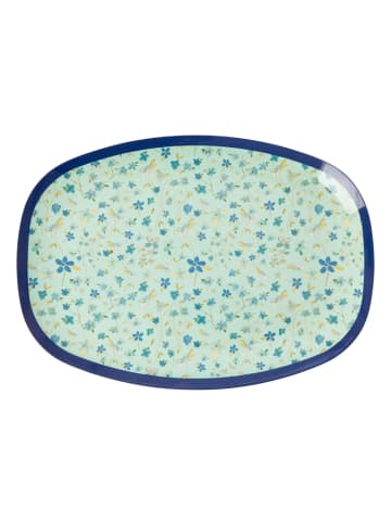 Rice Serveerbord "Floral" turquoise - (L)33 x (B)20 cm