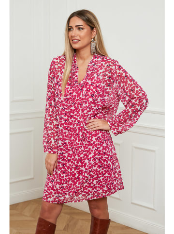 Plus Size Company Sukienka "Agone" w kolorze różowo-białym