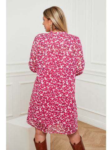 Plus Size Company Kleid "Agone" in Fuchsia/ Weiß