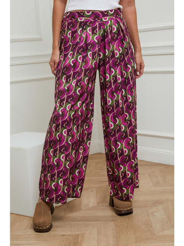 Plus Size Company Spodnie "Douam" w kolorze fioletowo-zielono-beżowym