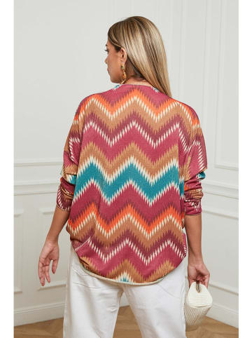 Plus Size Company Blouse "Emry" paars/camel/turquoise