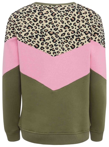 Zwillingsherz Sweatshirt "Konny" in Khaki/ Rosa