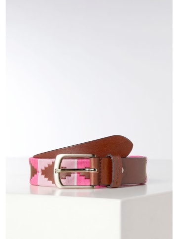 Polo Sylt Leder-Gürtel in Hellbraun/ Pink - (L)130 cm