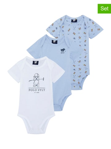 Polo Sylt 3-delige set: rompers wit/lichtblauw