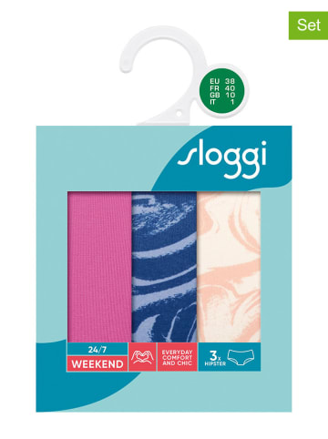 Sloggi 2 x 3er-Set: Pantys in Pink/ Creme/ Blau