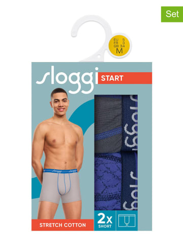 Sloggi 2er-Set: Boxershorts in Blau/ Grau