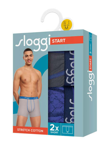 Sloggi 2er-Set: Boxershorts in Blau/ Grau