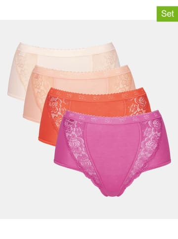 Sloggi 4-delige set: taillehipsters roze/oranje/crème