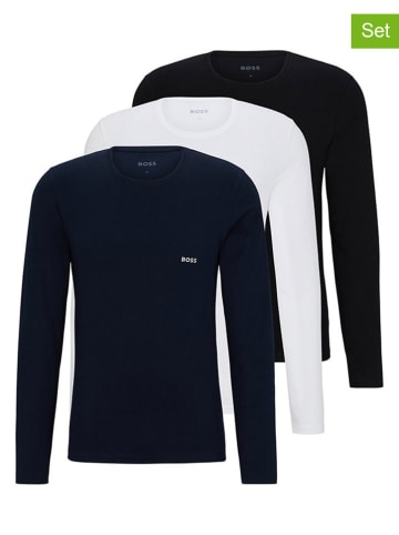 Hugo Boss Underwear 3-delige set: longsleeves donkerblauw/zwart/wit