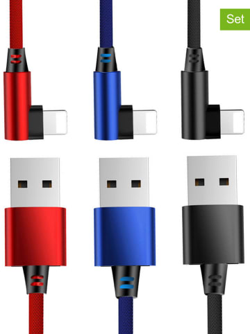 SmartCase 3er-Set: Lightning-Kabel in Rot/ Blau/ Schwarz - je (L)1 m