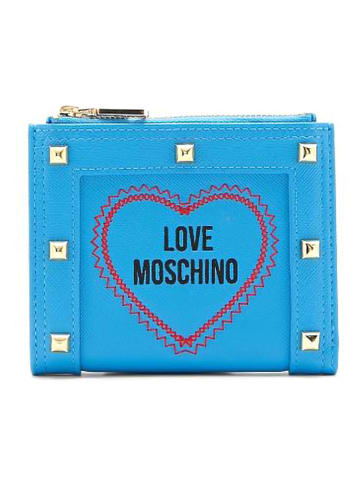 Love Moschino Skórzany portfel w kolorze niebieskim