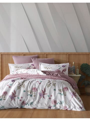 Colourful Cotton Poszewka renforcé "Larin" w kolorze biało-jasnoróżowym na poduszkę