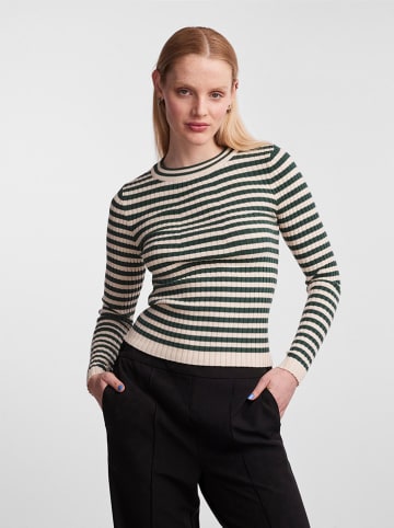 Pieces Sweter w kolorze beżowo-oliwkowym