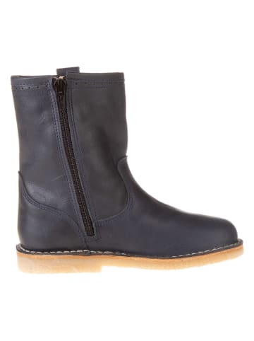 POM POM Leder-Winterboots in Dunkelblau