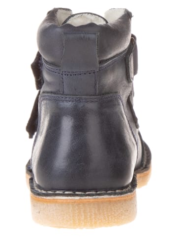 POM POM Skórzane botki w kolorze granatowym