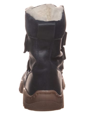 POM POM Skórzane botki zimowe w kolorze granatowym