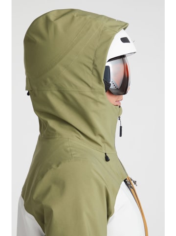 O`Neill Kurtka narciarska "GTX Psycho Tech" w kolorze zielono-musztardowo-białym