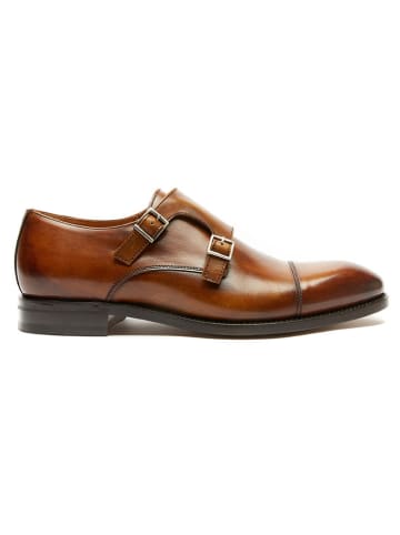 British Passport Leren monkstraps lichtbruin