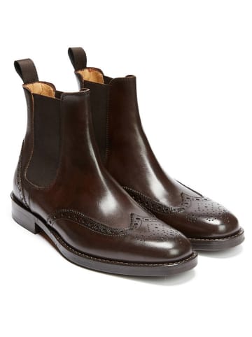 British Passport Leder-Chelsea-Boots in Braun