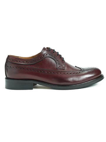 British Passport Leder-Schnürschuhe in Rot