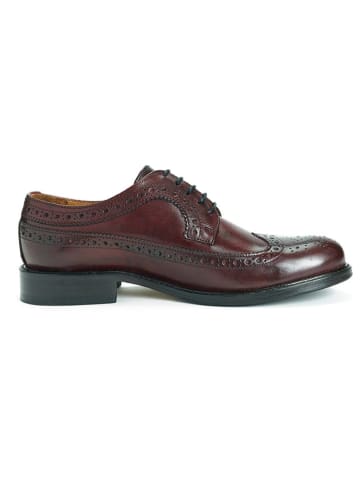 British Passport Leder-Schnürschuhe in Rot
