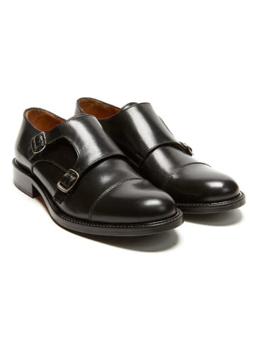 British Passport Leren monkstraps zwart